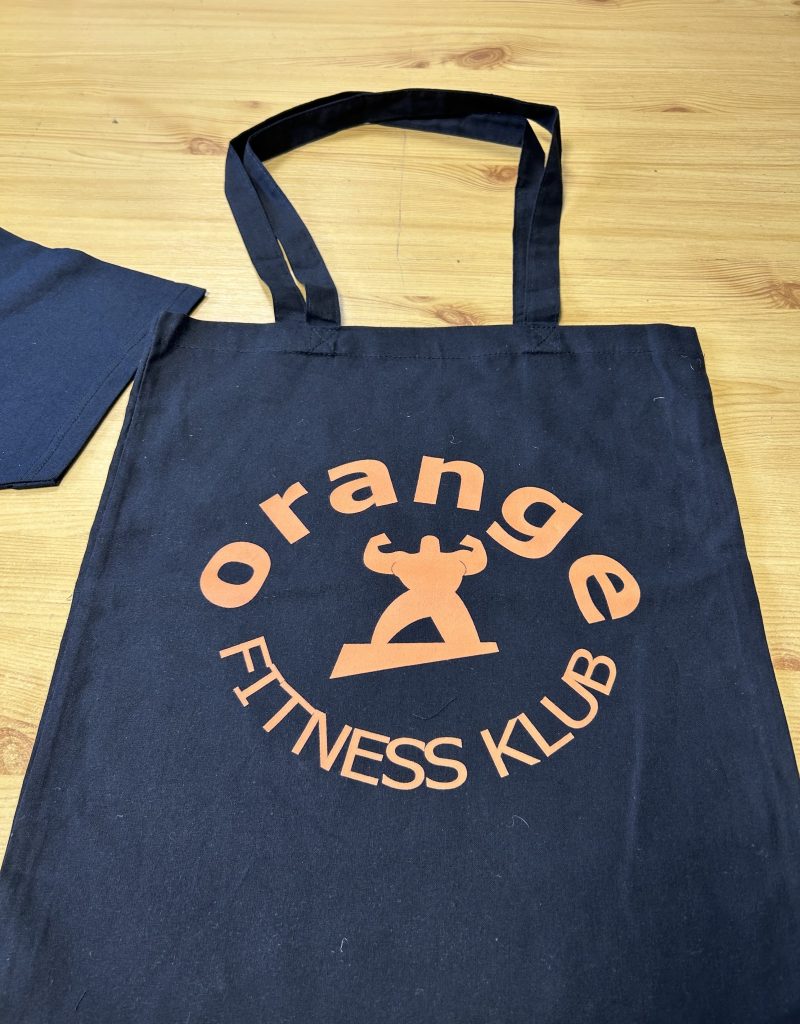 Czarna bawełniana torba z dużym pomarańczowym logo Orange Fitness Klub, JustWearIt.pl, Środa Wielkopolska
